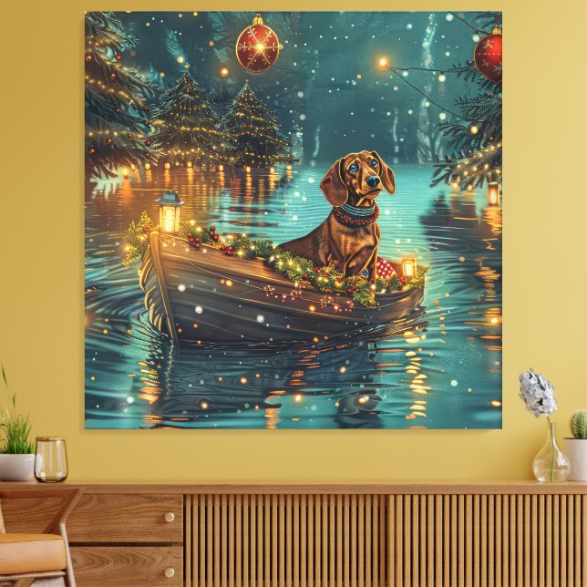 Toile Voyage de Noël festif du teckel (Insitu(Salon))