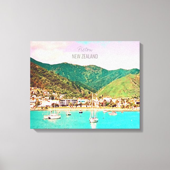 Toile Voyage de Picton Harbour Nouvelle-Zélande (Recto)