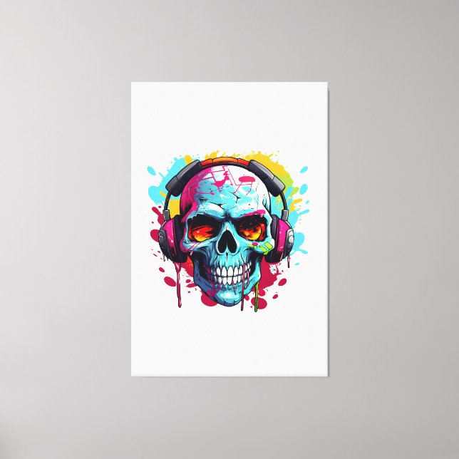 Toile VOYAGE DJ POP ART SKULS ACrylique (Recto)