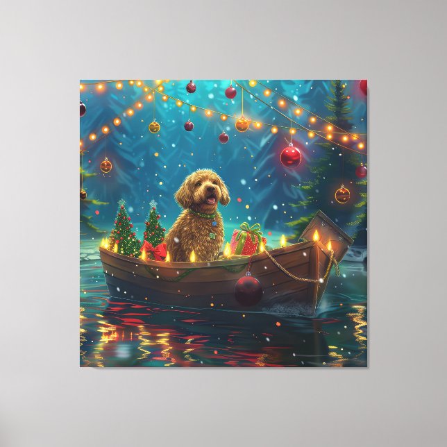 Toile Voyage festif de Noël de Goldendoodle (Recto)