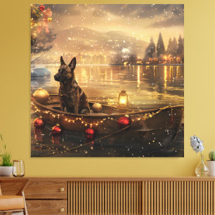 Toile Voyage festif de Noël du Malinois belge