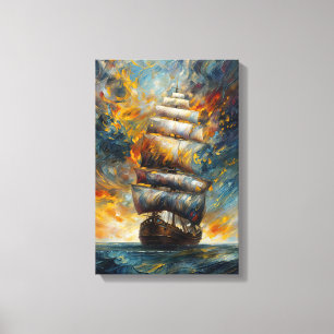 Toile Voyage Fougueux – Navire Dramatique à Voile au Cou