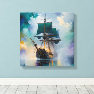 Toile Voyage Mystique : Navire Abstrait