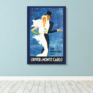 Toile Voyage vintage, amour romantique l'hiver à Monte C