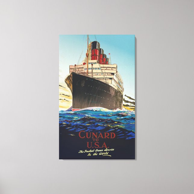 Toile VOYAGE vintage CUNARD AQUITANIA (Recto)
