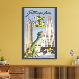 Toile Voyage Vintage, Monuments Célèbres de la Ville de 