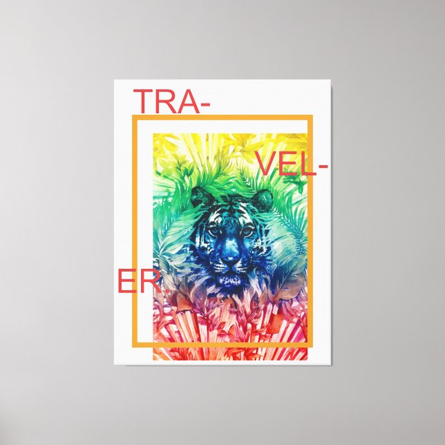 Toile Voyager Jungle Wild Tiger Feuilles tropicaux (Recto)