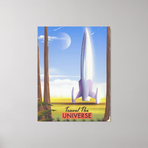 Toile Voyagez dans l'Univers art spatial rétro.
