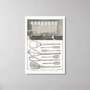 Toile Vrai tennis et la construction des raquettes, de