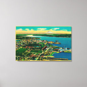 Toile Vue aérienne de Bremerton et d'arsenal de la