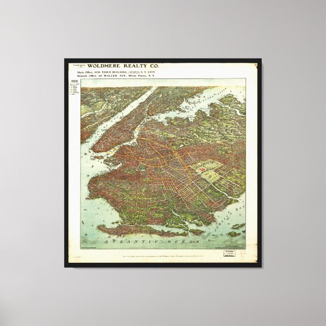 Toile Vue aérienne de Brooklyn, New York (1908) (Recto)