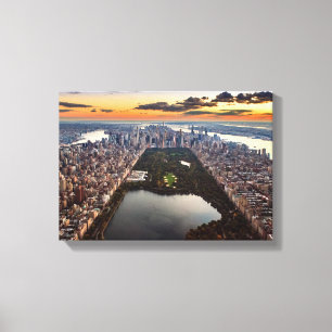 Toile Vue aérienne de Central Park au coucher du soleil