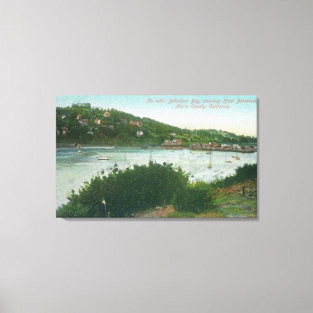 Toile Vue aérienne de la baie du Belvedere, Hotel Belved (Recto)