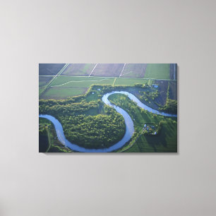 Toile Vue aérienne de la rivière Rouge du Nord