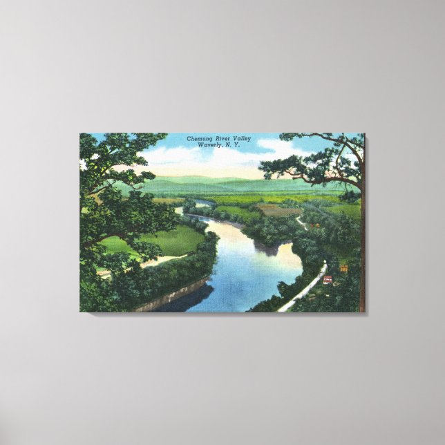 Toile Vue aérienne de la vallée de la rivière Chemung (Recto)