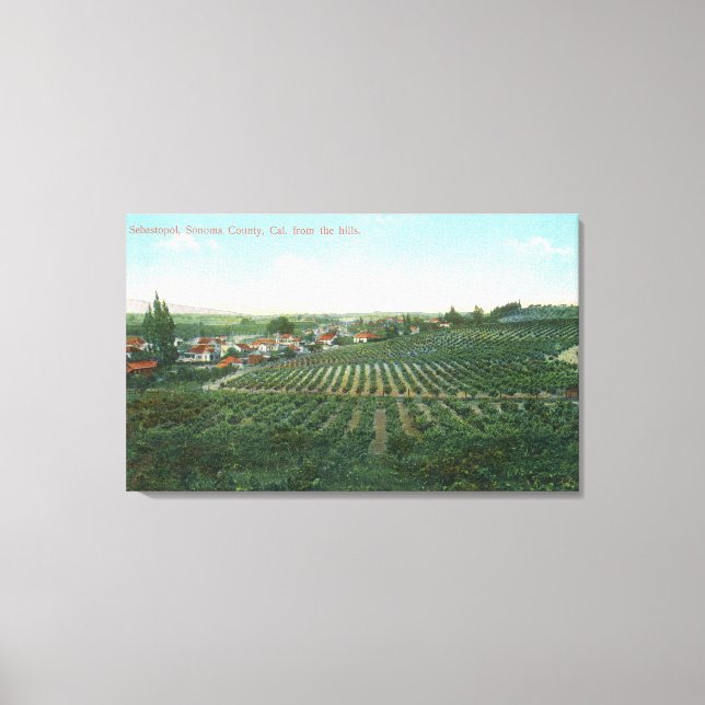 Toile Vue aérienne de la ville, comté de Sonoma depuis l (Recto)