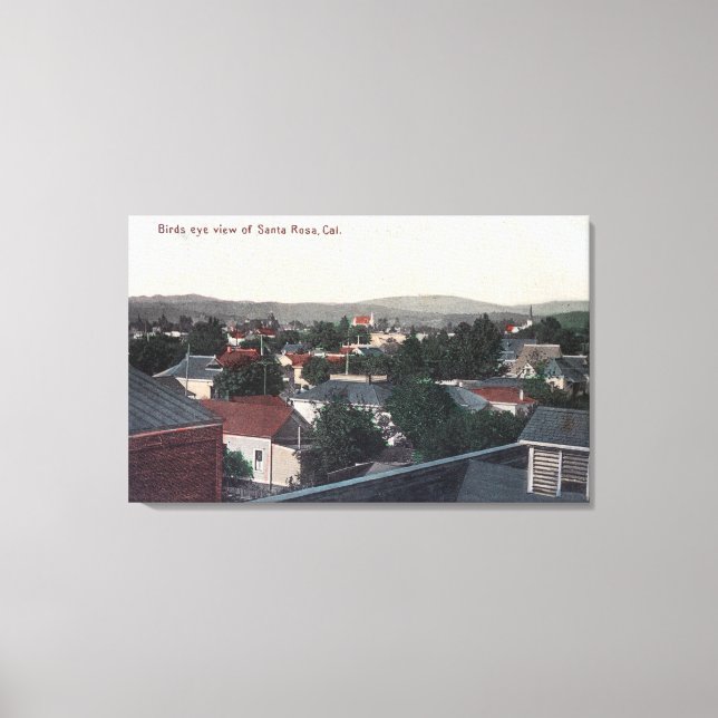 Toile Vue aérienne de la ville de Santa Rosa, CA (Recto)