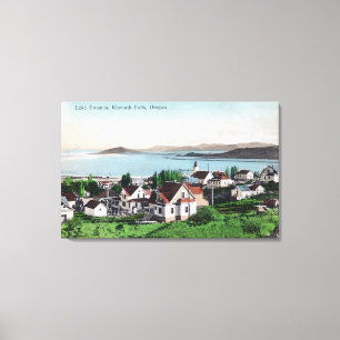 Toile Vue aérienne de la ville et du lac Ewauna