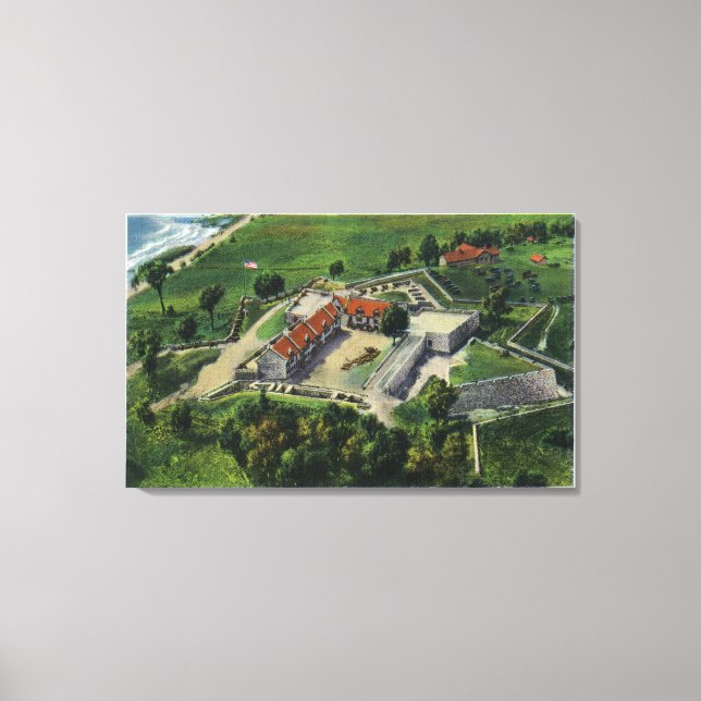 Toile Vue aérienne de l'Est sur le terrain du fort (Recto)
