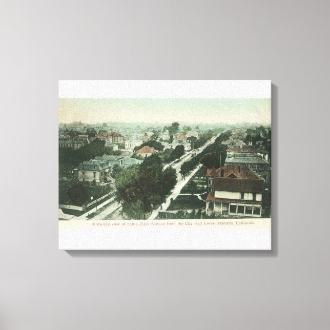 Toile Vue aérienne de Père Noël AveAlameda, CA (Recto)