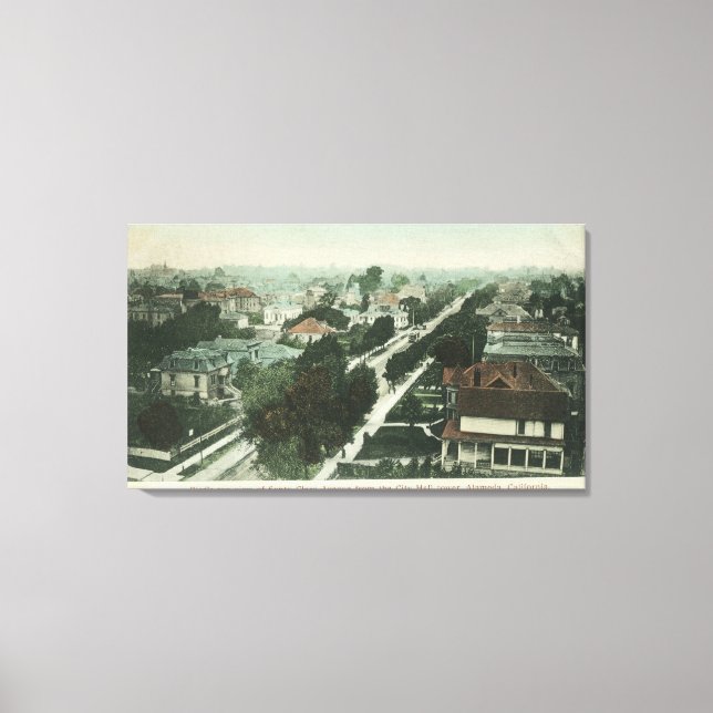 Toile Vue aérienne de Père Noël AveAlameda, CA (Recto)