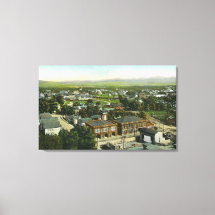 Toile Vue aérienne de ville, de caserne de pompiers et