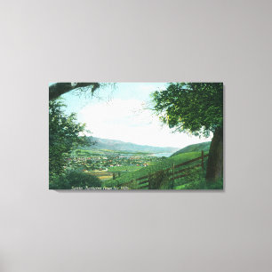Toile Vue aérienne de ville des collines
