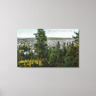 Toile Vue aérienne de ville par les bois