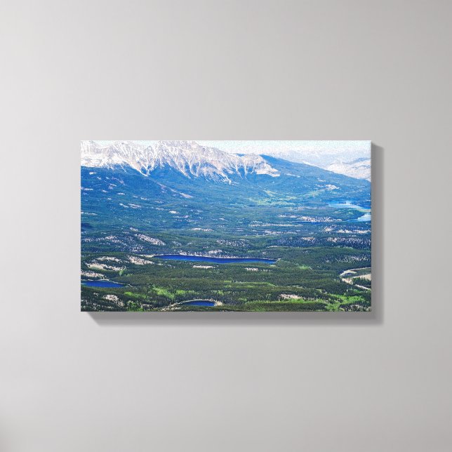 Toile Vue aérienne des lacs Jasper - Canada (Recto)