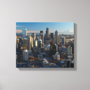 Toile Vue aérienne d'horizon de ville de Seattle