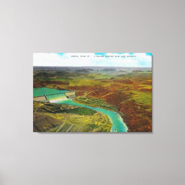 Toile Vue aérienne du barrage de Grand Coulee (Recto)