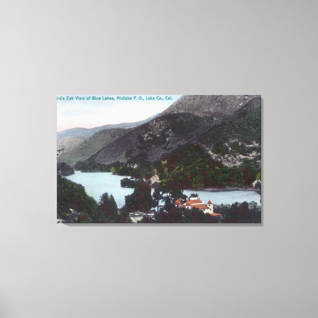 Toile Vue aérienne du lac Blue LakesMidlake, CA (Recto)