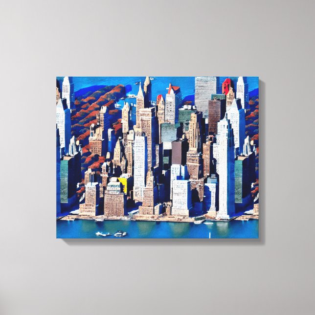 Toile Vue aérienne du Motif de Manhattan (Recto)