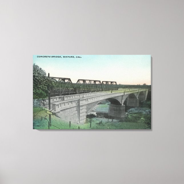 Toile Vue aérienne du pont de Putah CreekWinters, CA (Recto)