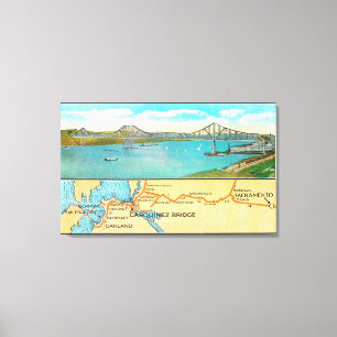 Toile Vue aérienne du pont et de la carte de Carquinez