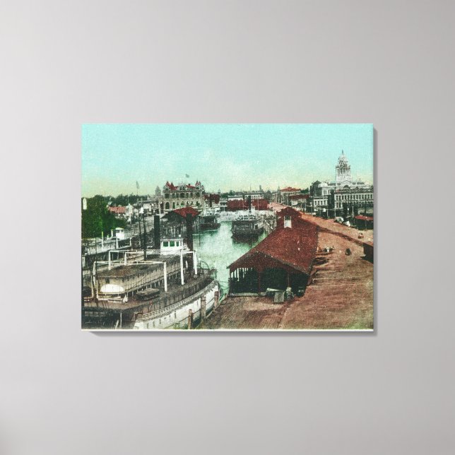 Toile Vue aérienne du WaterfrontStockton, CA (Recto)