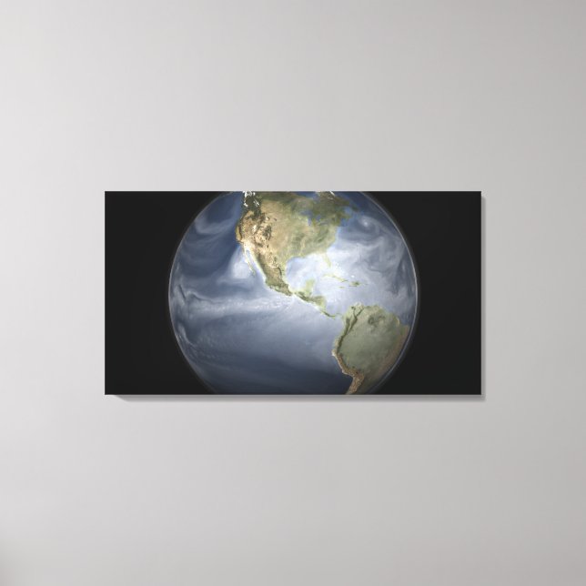 Toile Vue complète de la Terre montrant la vapeur d'eau (Recto)