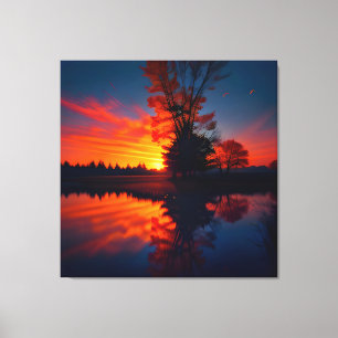 Toile Vue coucher de soleil paysage deux