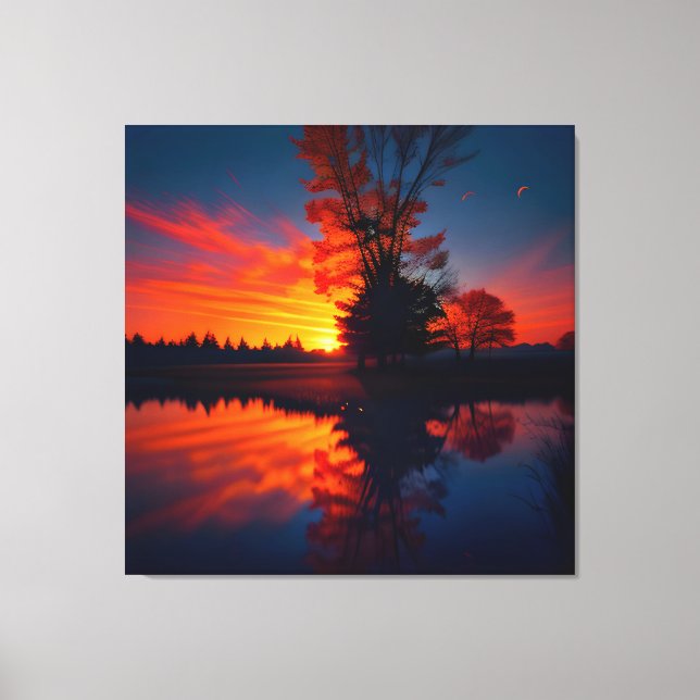 Toile Vue coucher de soleil paysage deux (Recto)
