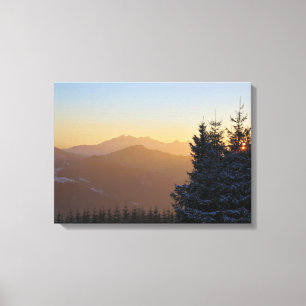 Toile Vue coucher de soleil sur les Tatras