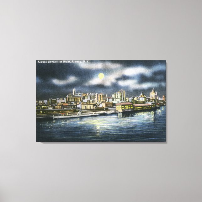 Toile Vue d'Albany Skyline la nuit (Recto)