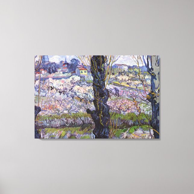 Toile Vue de Arles Jardin en fleurs de Van Gogh (Recto)