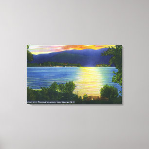 Toile Vue de coucher du soleil de montagne de