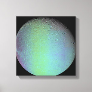 Toile Vue de couleur fausse de la lune Dione de Saturn