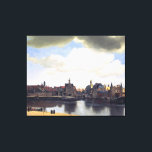 Toile Vue de Delft par Johannes Vermeer (vers 1660)<br><div class="desc">Peinture baroque classique, oeuvre d'art qui est passée dans le domaine public et qui fait des cadeaux merveilleux et d'autres produits. Voici une vue du port et de la rive dans sa ville natale de Delft. Johannes (ou Jan, ou Johan) Vermeer était un peintre baroque hollandais connu pour sa palette...</div>