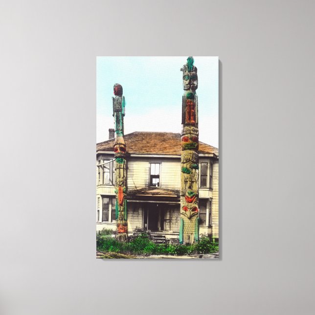 Toile Vue de deux totempolesWrangell, AK (Recto)