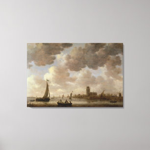 Toile Vue de Dordrecht en aval du Grote Kerk,