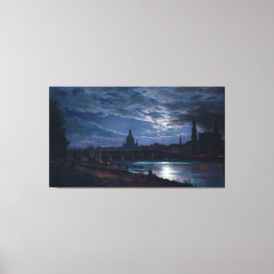 Toile Vue de Dresde au clair de lune par Johan C Dahl 18