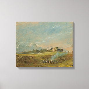 Toile Vue de Hampstead Heath, avec des figures autour d'