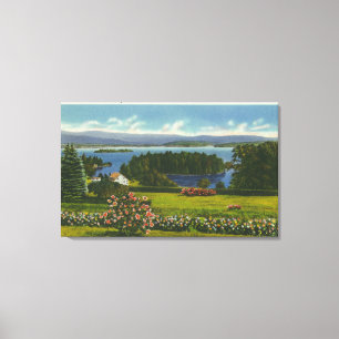 Toile Vue de Hillside d'île et de lac de diamant